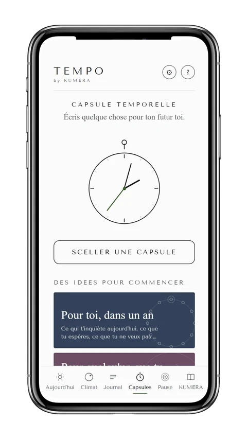 Capture de l'écran Capsules temporelles de l'app TEMPO