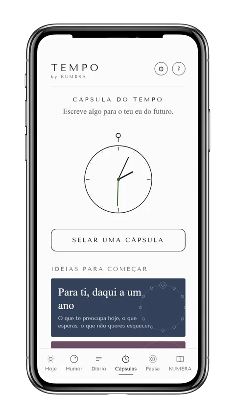 Captura do ecrã Cápsulas do tempo da app TEMPO