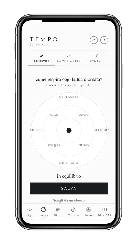Schermata Umore dell'app TEMPO