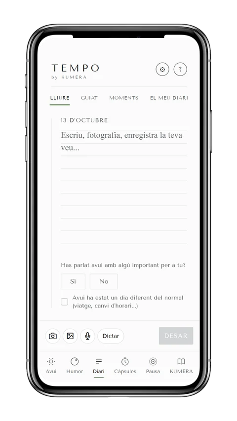 Captura de la pantalla Diari de l'app TEMPO