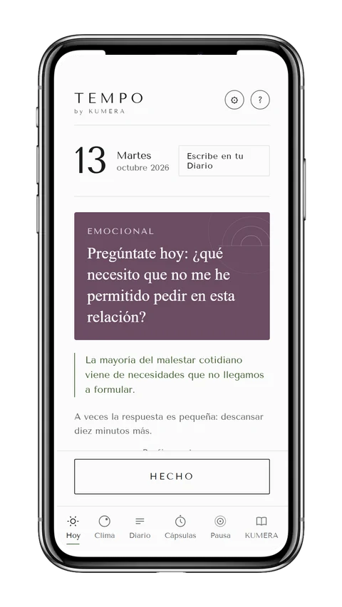 Captura de la pantalla Hoy de la app TEMPO