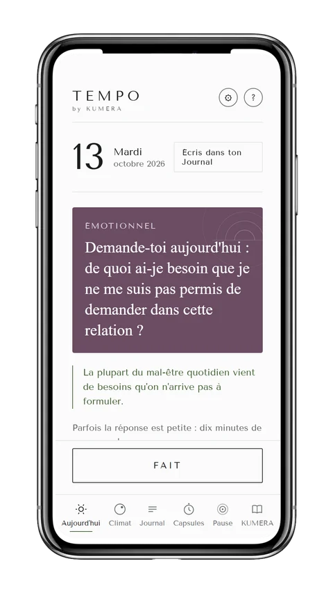 Capture de l'écran Aujourd'hui de l'app TEMPO