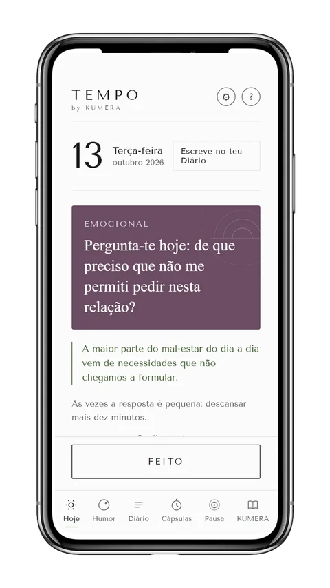 Captura do ecrã Hoje da app TEMPO
