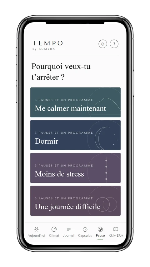 Capture de l'écran Pause de l'app TEMPO