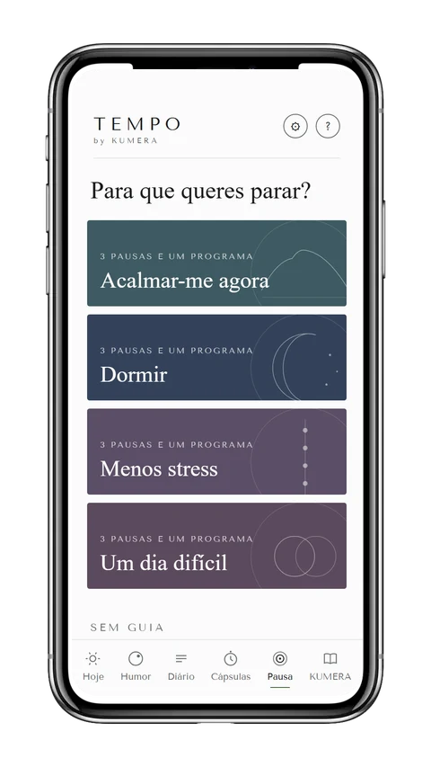 Captura do ecrã Pausa da app TEMPO